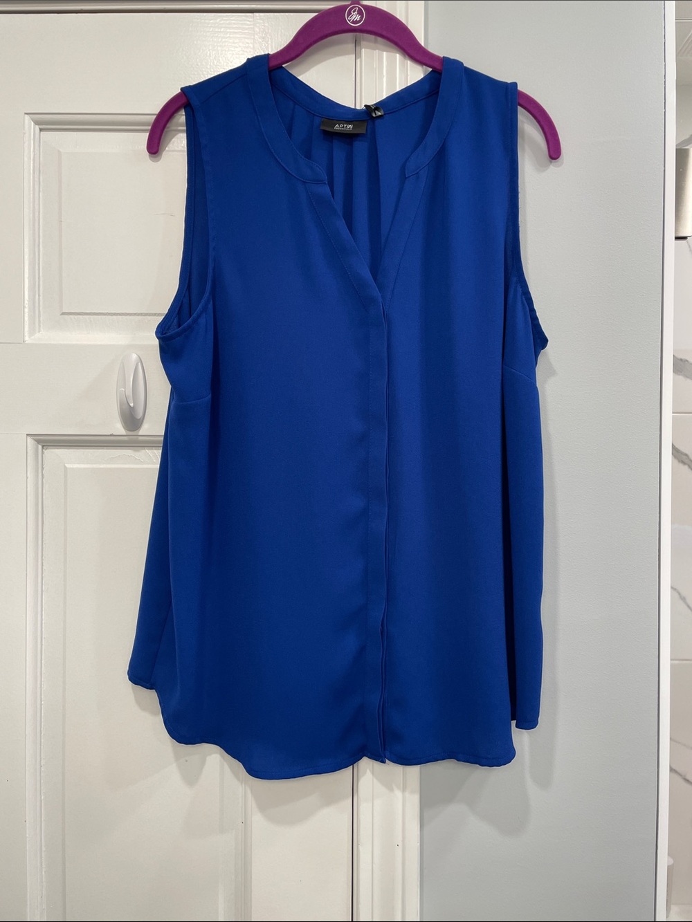 Apt. 9 Blue Button-Up Sleeveless Flowy Blouse